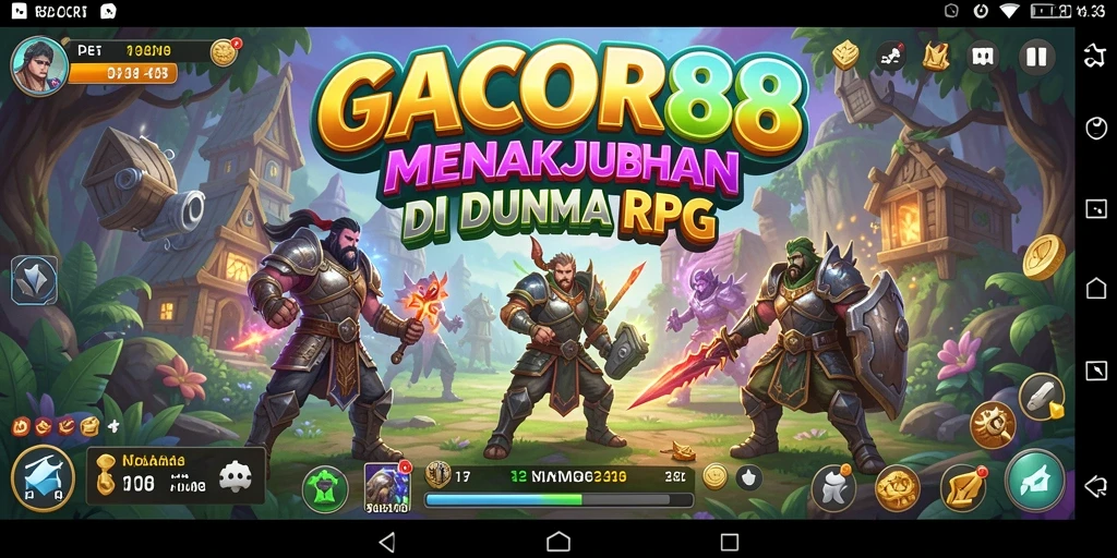 Tampilan utama GACOR88 menampilkan karakter fantasi dalam pertempuran epik.