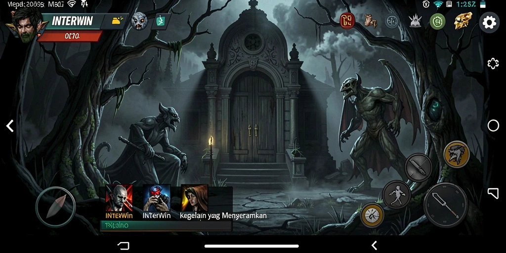 Tangkapan layar dari INTERWIN menunjukkan suasana mencekam dan gameplay yang menegangkan.