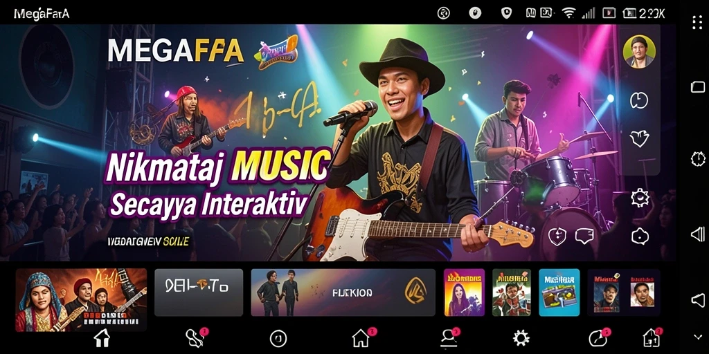 Tampilan menarik gameplay MEGAFAFA dengan pilihan lagu interaktif.