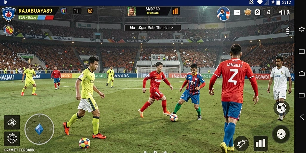 Tampilan gameplay seru RAJABUAYA89 dengan aksi sepak bola nyata.