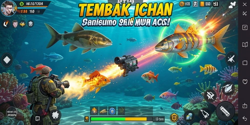 Tampilan menarik dari gameplay Tembak Ikan RT99.