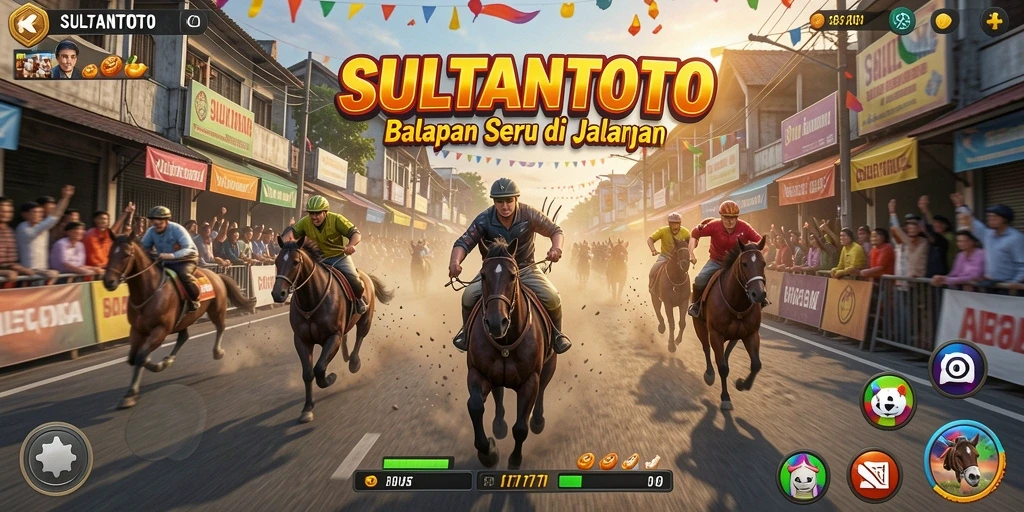 Tangkapan layar SULTANTOTO menunjukkan balapan seru dengan kendaraan cepat.