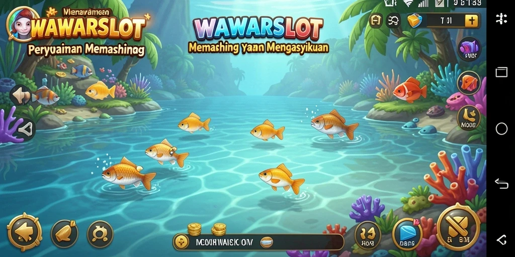 Tampilan gameplay WAWARSLOT yang seru dalam menangkap ikan.